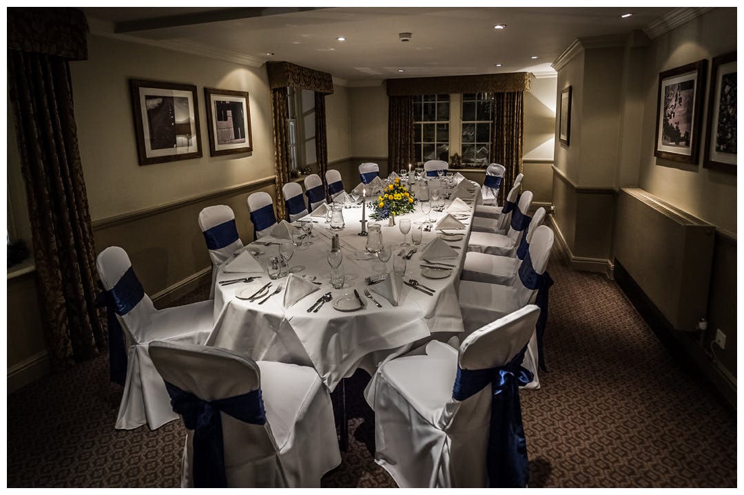 Elegant banquet setup at Wood Hall Hotel, ideal for meetings and special events.