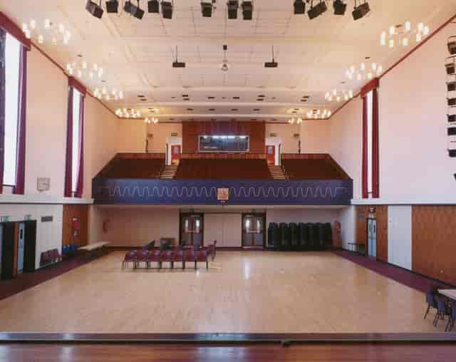 Spacious Brierley Hill Civic Hall with polished floor, ideal for conferences and banquets.