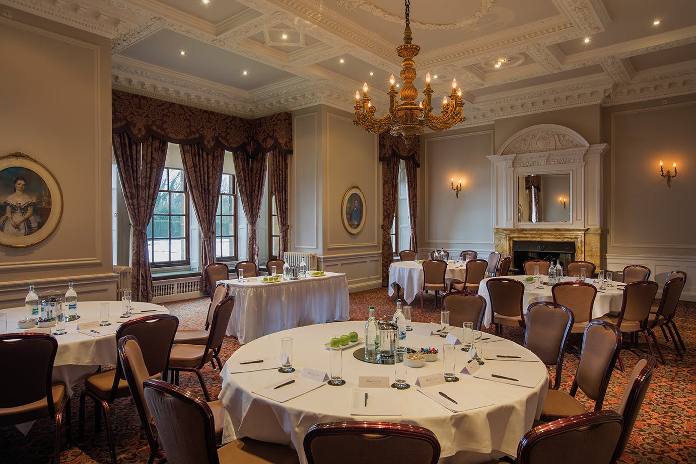 Edwardian Room at Crathorne Hall, elegant meeting space for conferences and workshops.