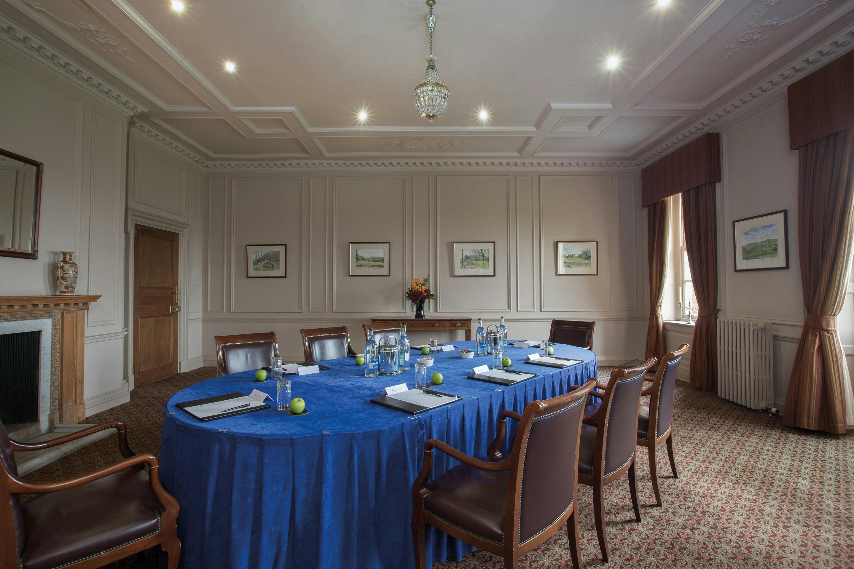 Presidents lounge at Crathorne Hall Hotel, elegant meeting room for corporate events.