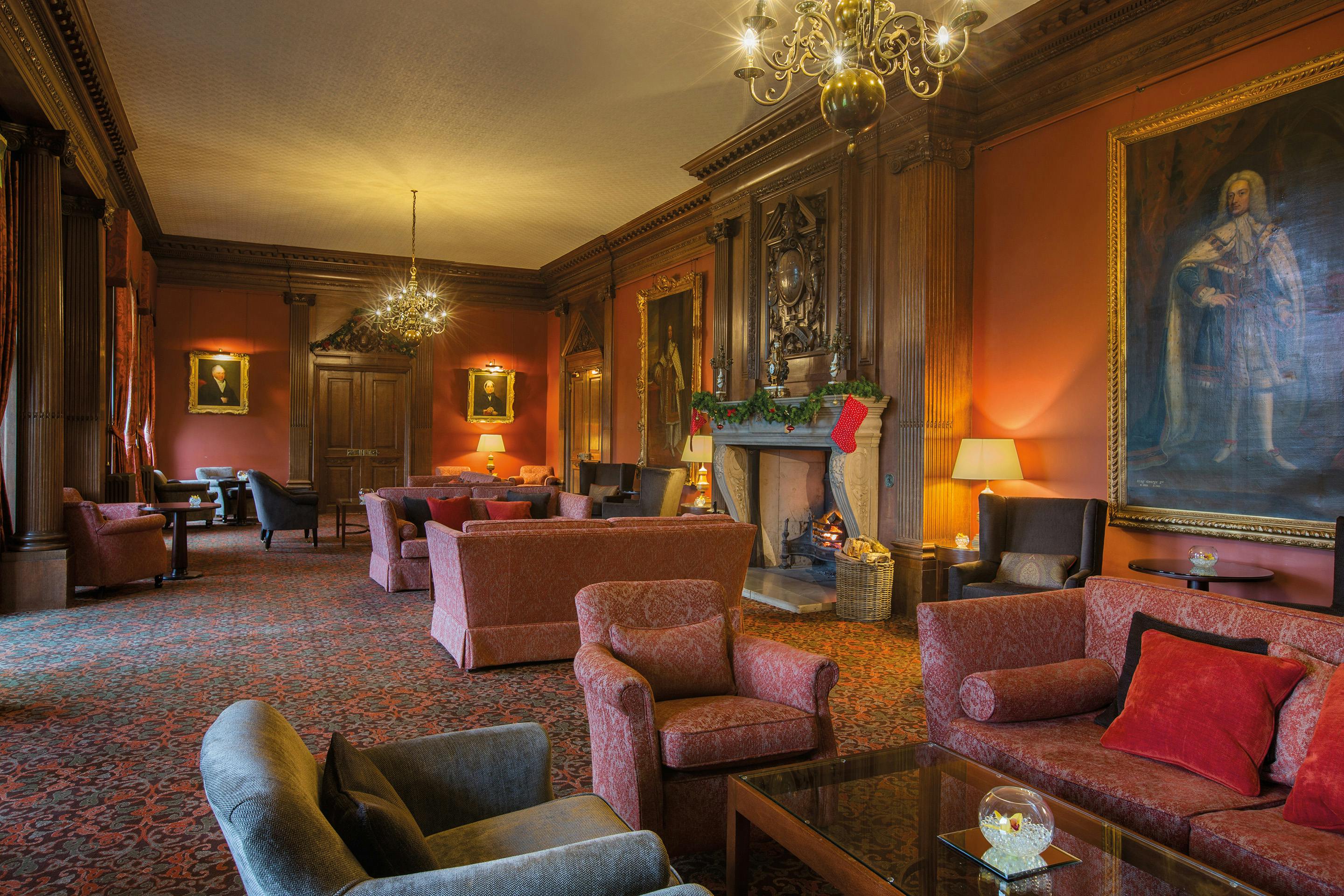 Elegant lounge at Crathorne Hall Hotel, perfect for networking events and meetings.