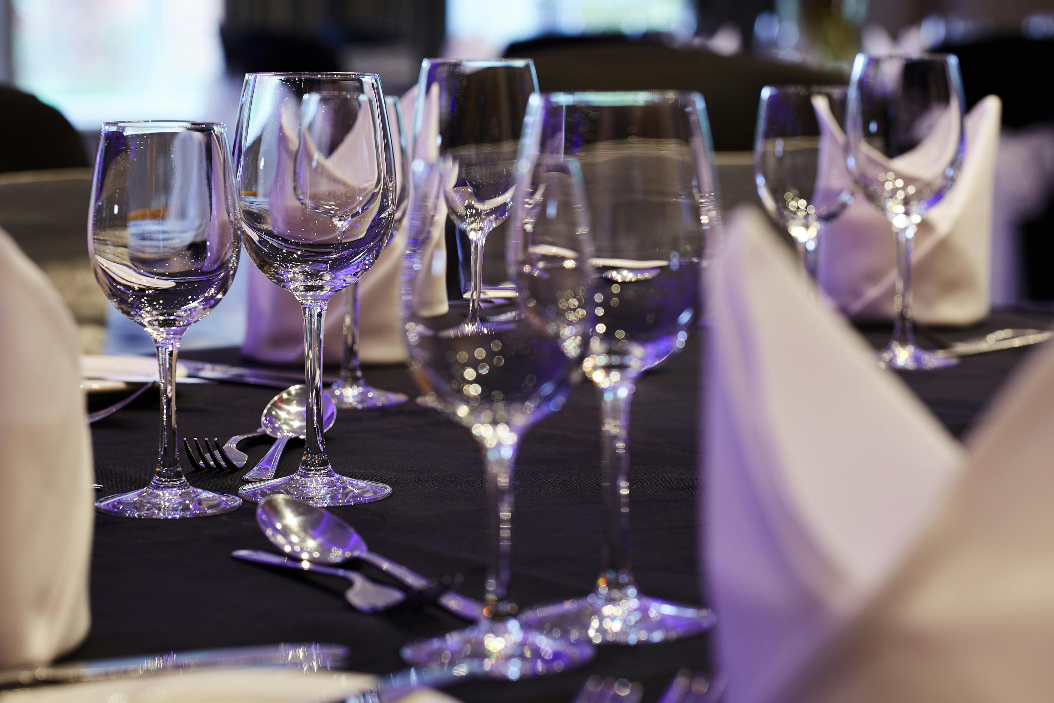 Thames Suite dining table setup for a formal corporate dinner or gala event.