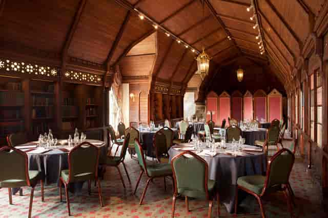 Elegant Long Gallery at Ettington Park Hotel, perfect for dining events and meetings.