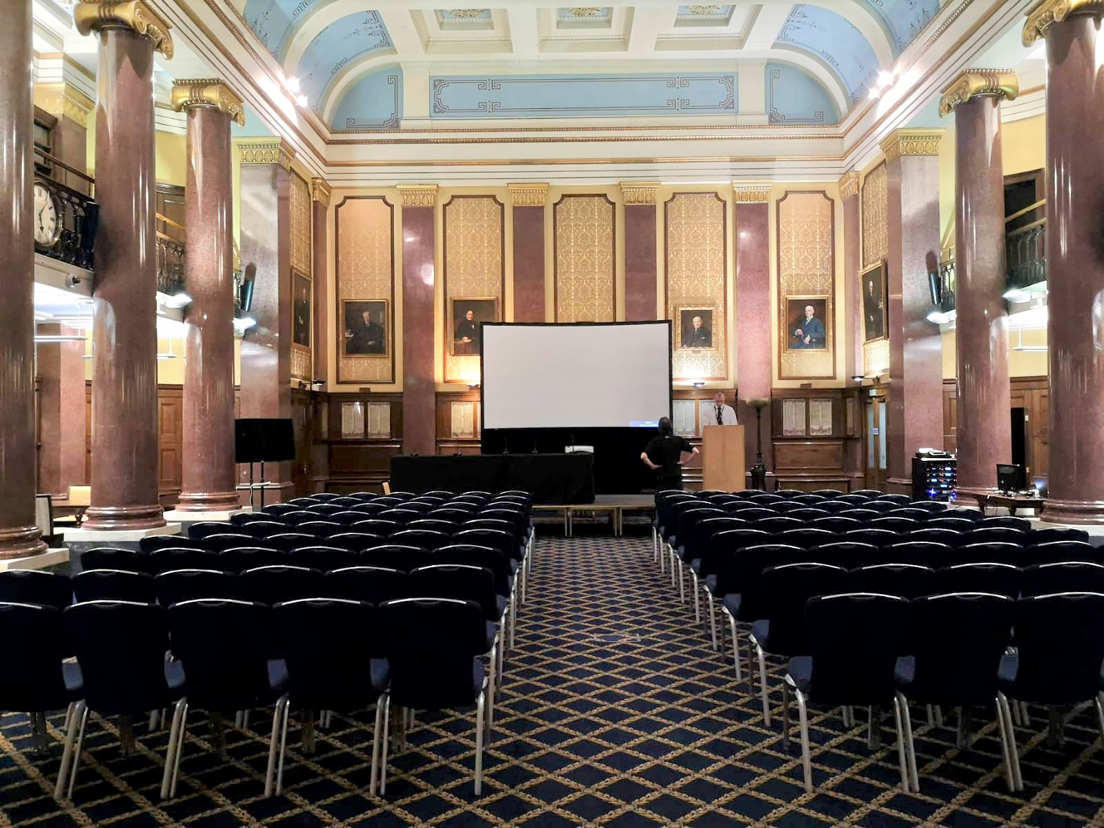 historic conference venue, ornate hall, London event - Banner