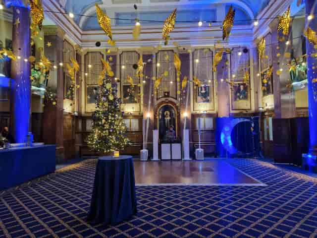 Christmas Gala Ballroom, Reading Room, Celestial Decor, Event