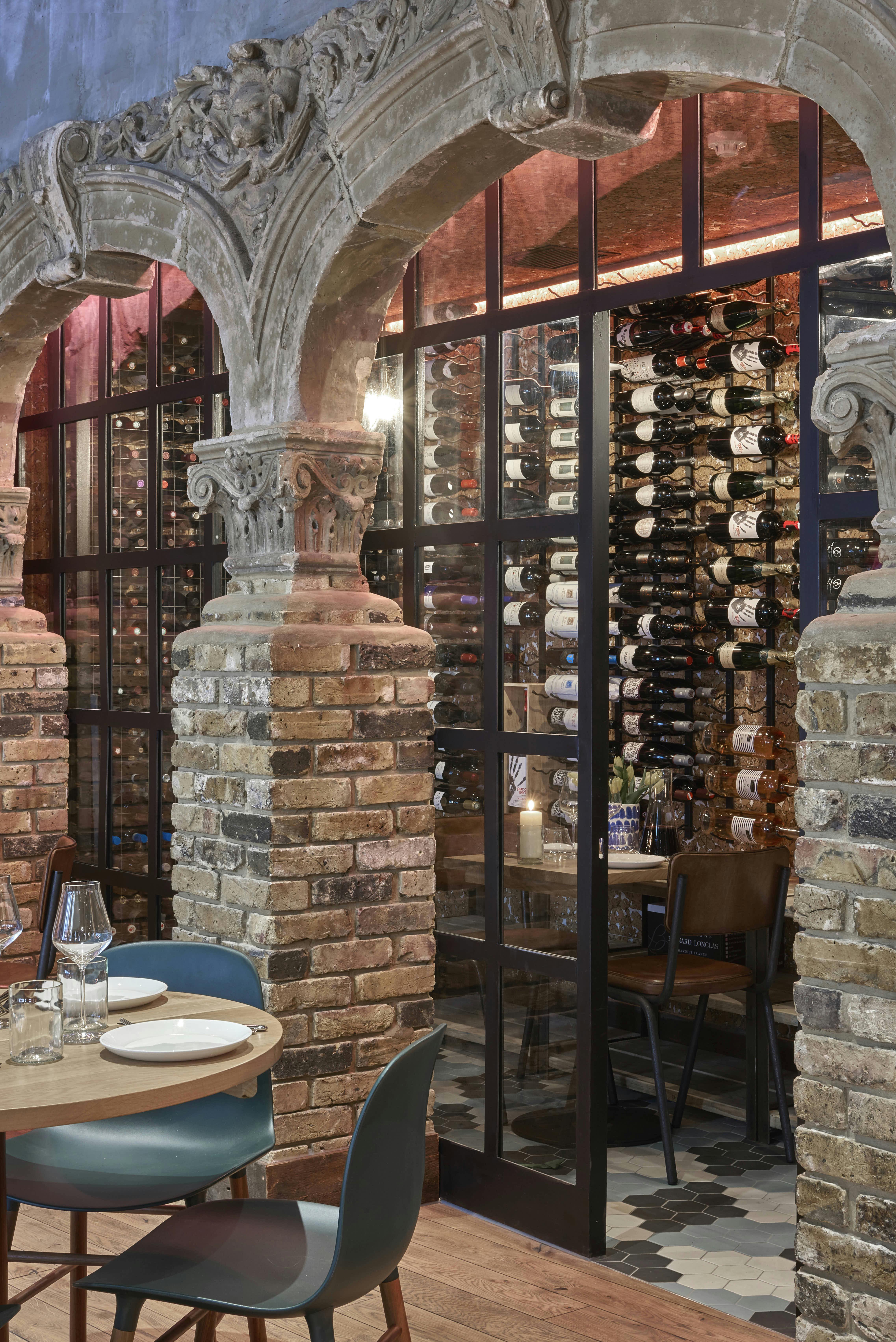 Sophisticated wine cellar in Humble Grape, ideal for private events and upscale gatherings.