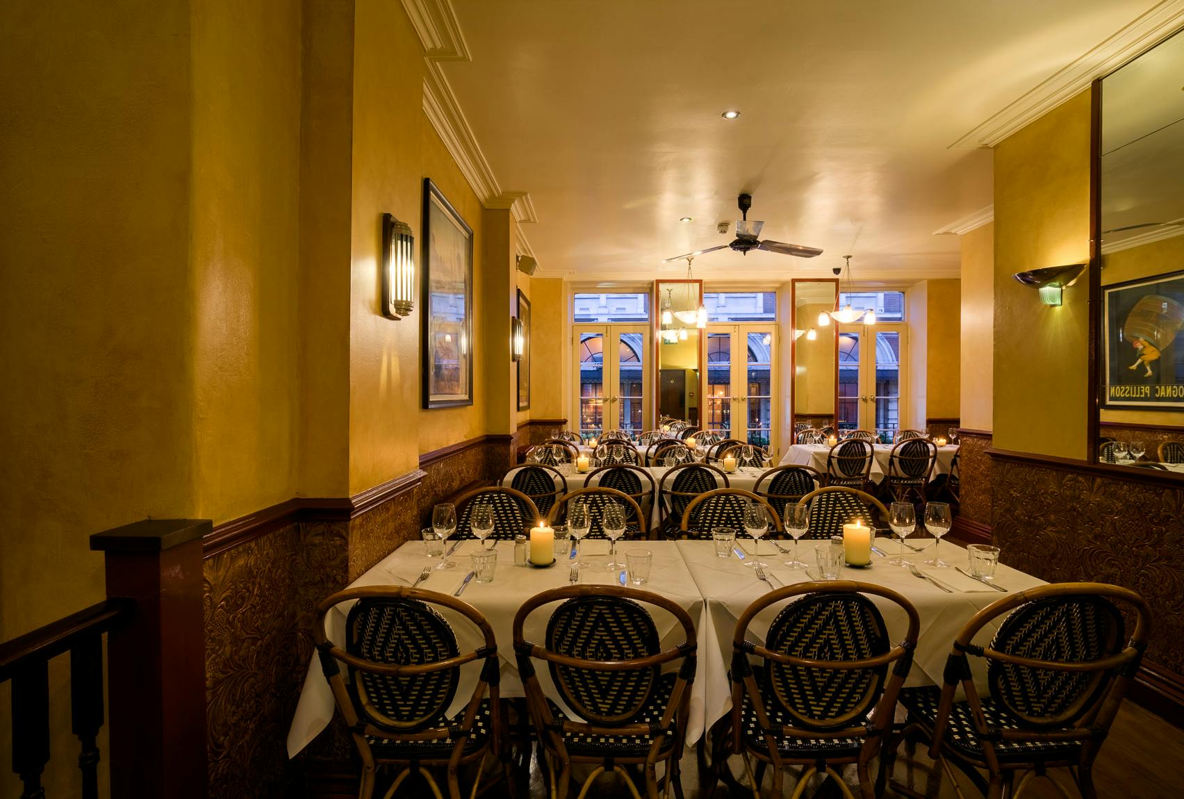 Elegant dining space at Boulevard Brasserie, perfect for corporate events and gatherings.