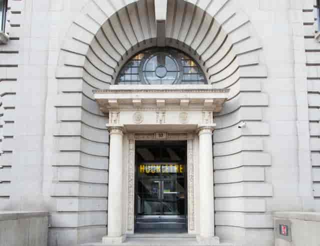 Elegant Menlo Meeting Room entrance at Huckletree Shoreditch for upscale corporate events.