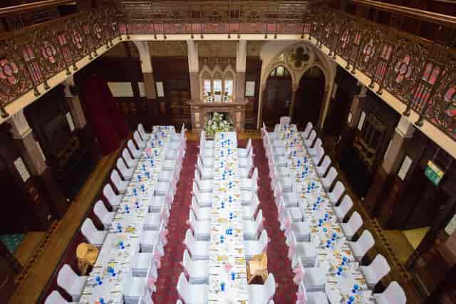 Elegant banquet hall in Highbury Hall, perfect for corporate events and celebrations.