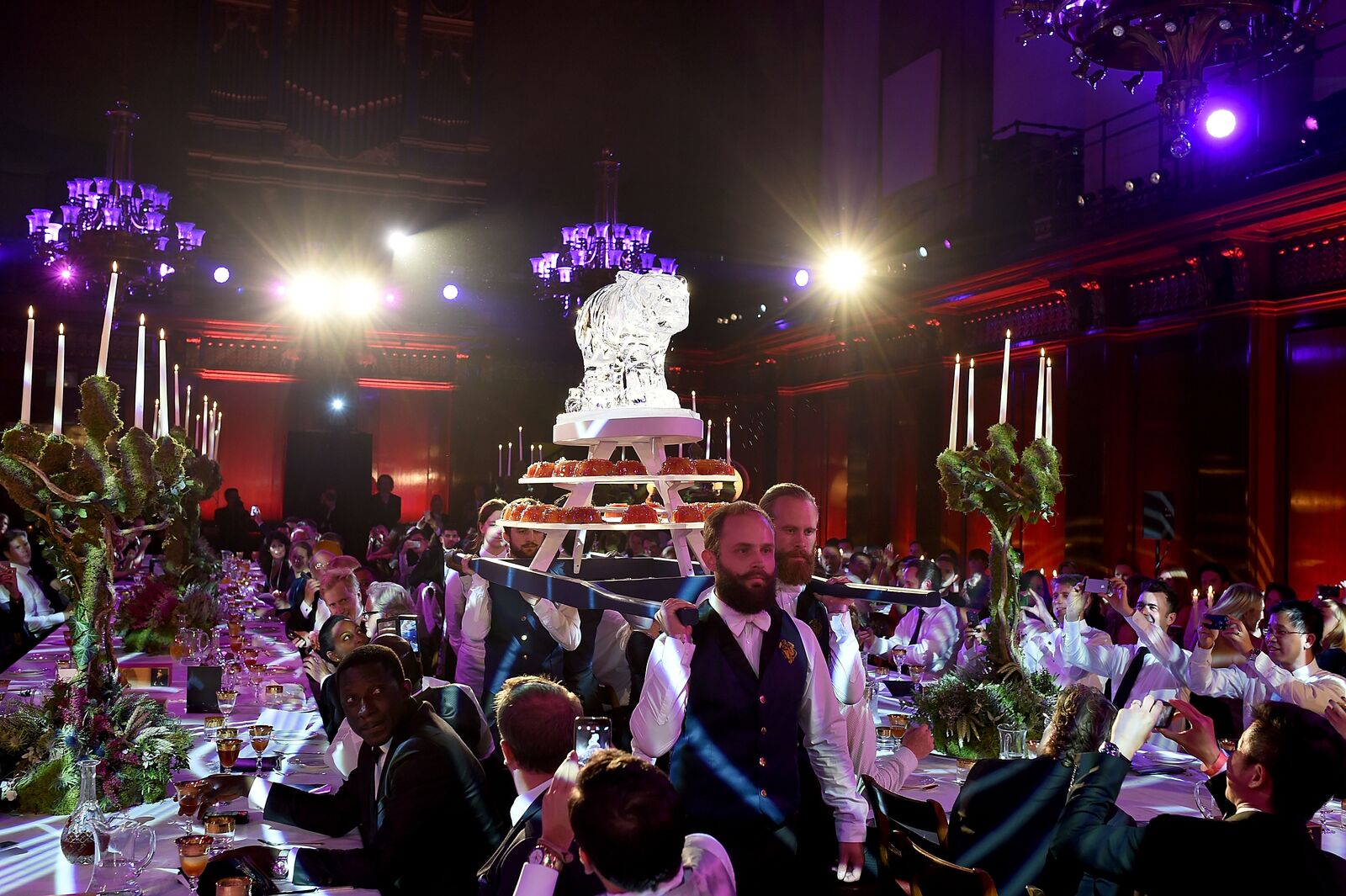 Great Hall banquet with ice sculpture, elegant event for memorable gatherings. - Banner