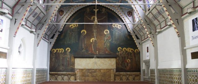 Stunning mural in The Chapel, perfect for unique ceremonies and intimate gatherings.