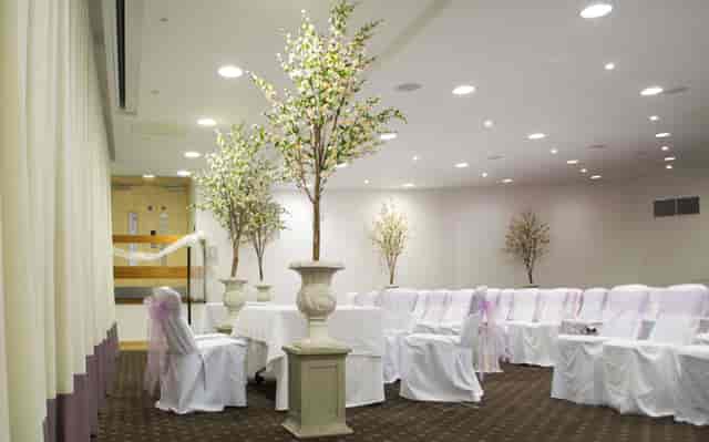 Elegant Beaumont Room at The Lensbury, perfect for weddings and formal gatherings.