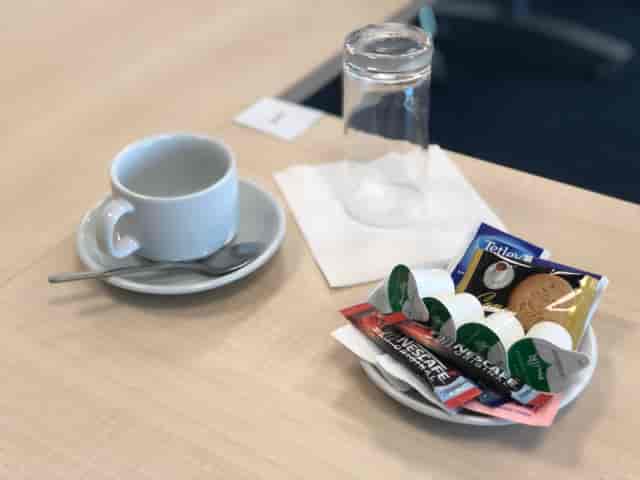 Training Room in Endeavour House with refreshments for engaging meetings.