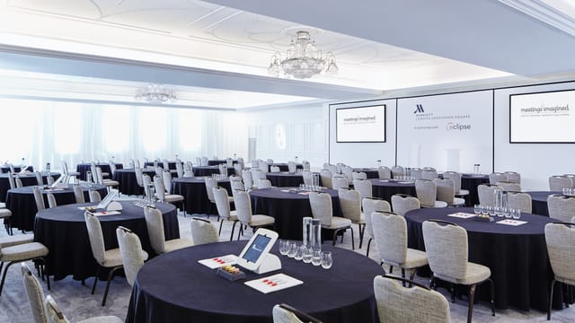 Westminster Ballroom at London Marriott, bright meeting space for corporate events.