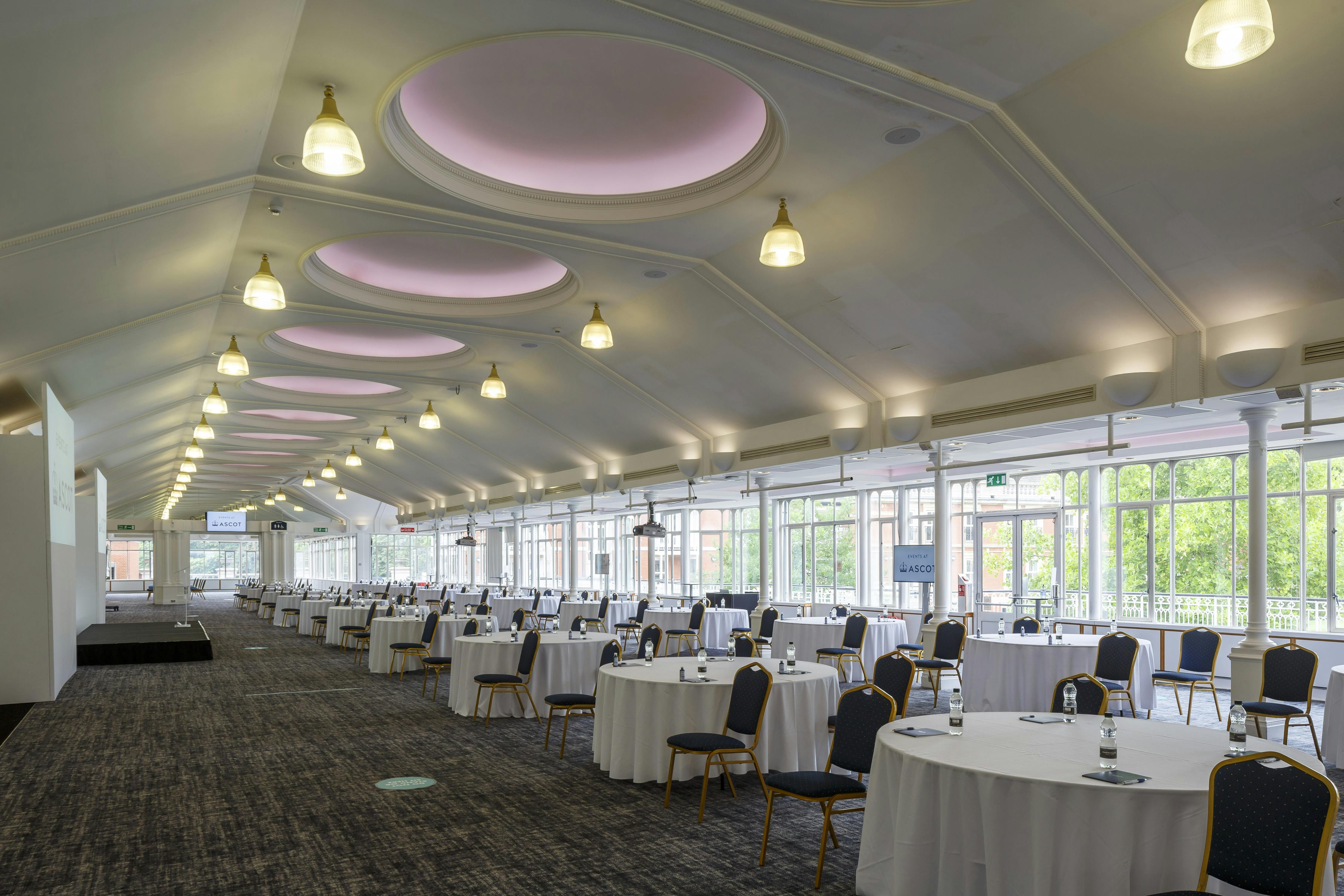 Spacious Pavilion Suite 1 at Ascot Racecourse for meetings and networking events.