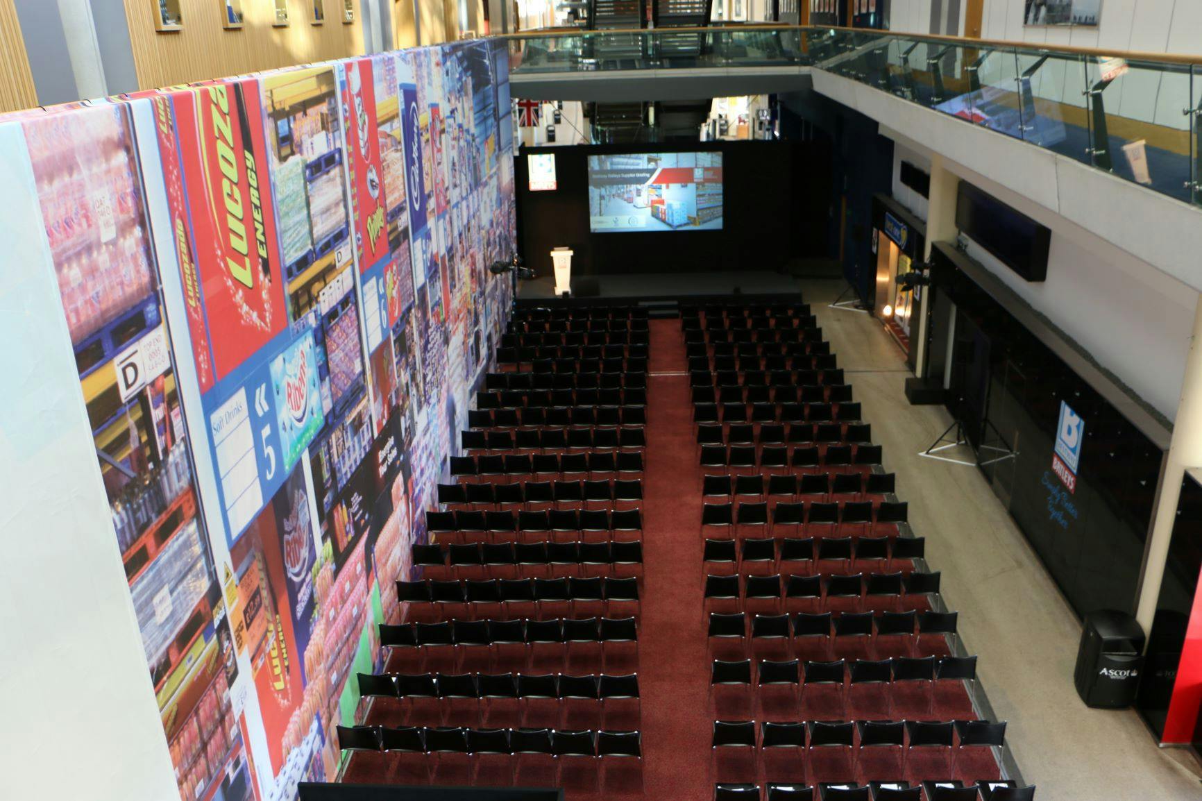 Grandstand Concourse at Ascot Racecourse set for a vibrant presentation event.