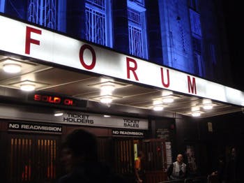 O2 Forum Kentish Town entrance with "FORUM" sign, ideal for sold-out events.