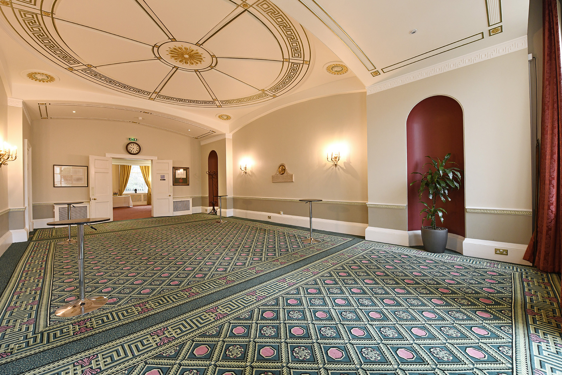 Council Room in SCI Belgravia, elegant meeting space with decorative ceiling for events. - Banner