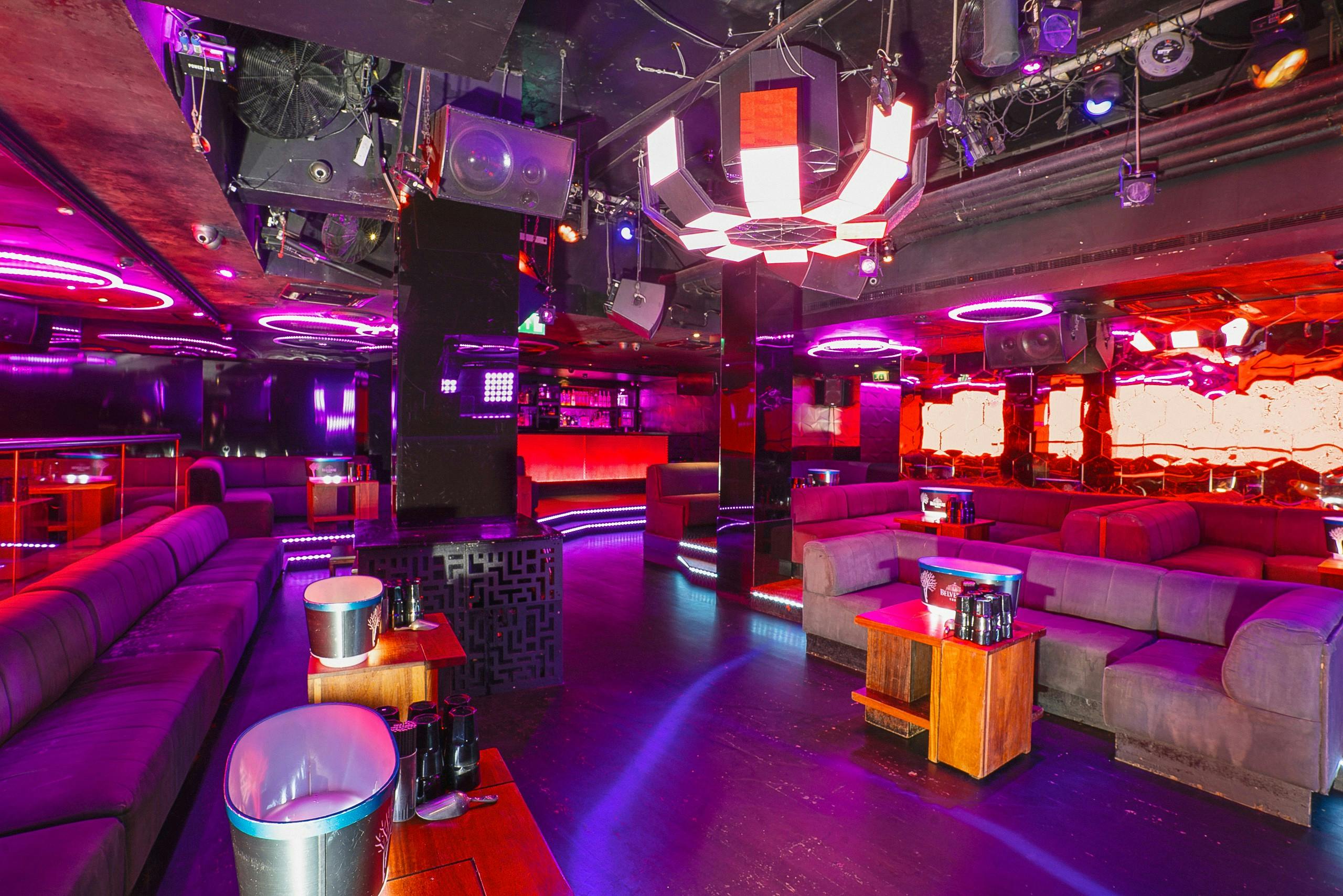 Vibrant Chinawhite venue with modern lighting for nightlife events and private parties.