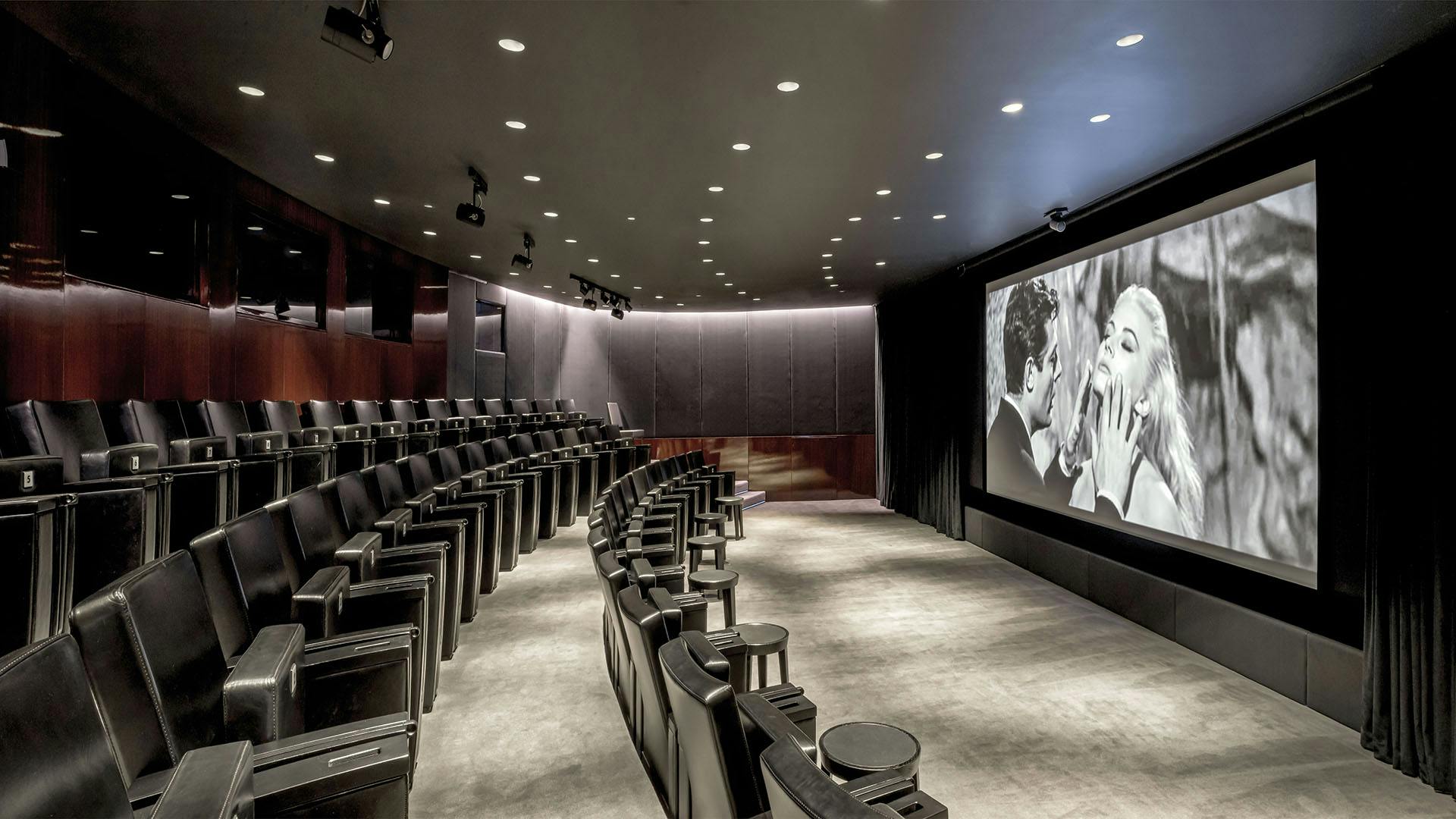 Bulgari Hotel London cinema with tiered seating for corporate events and film screenings.