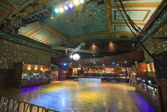 Spacious O2 Academy Newcastle venue with elegant ceiling, ideal for events and celebrations.