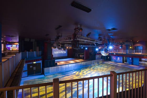 Spacious O2 Academy Sheffield venue with vibrant dance floor for events and performances.