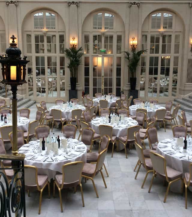 Adelphi Suite dining area at The Waldorf Hilton, London, ideal for formal events and galas.