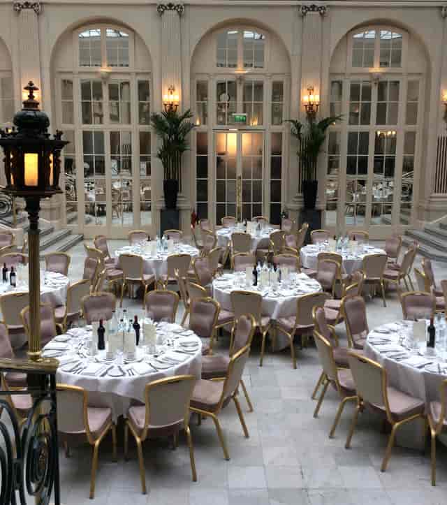 Adelphi Suite dining area at The Waldorf Hilton, London, ideal for formal events and weddings.