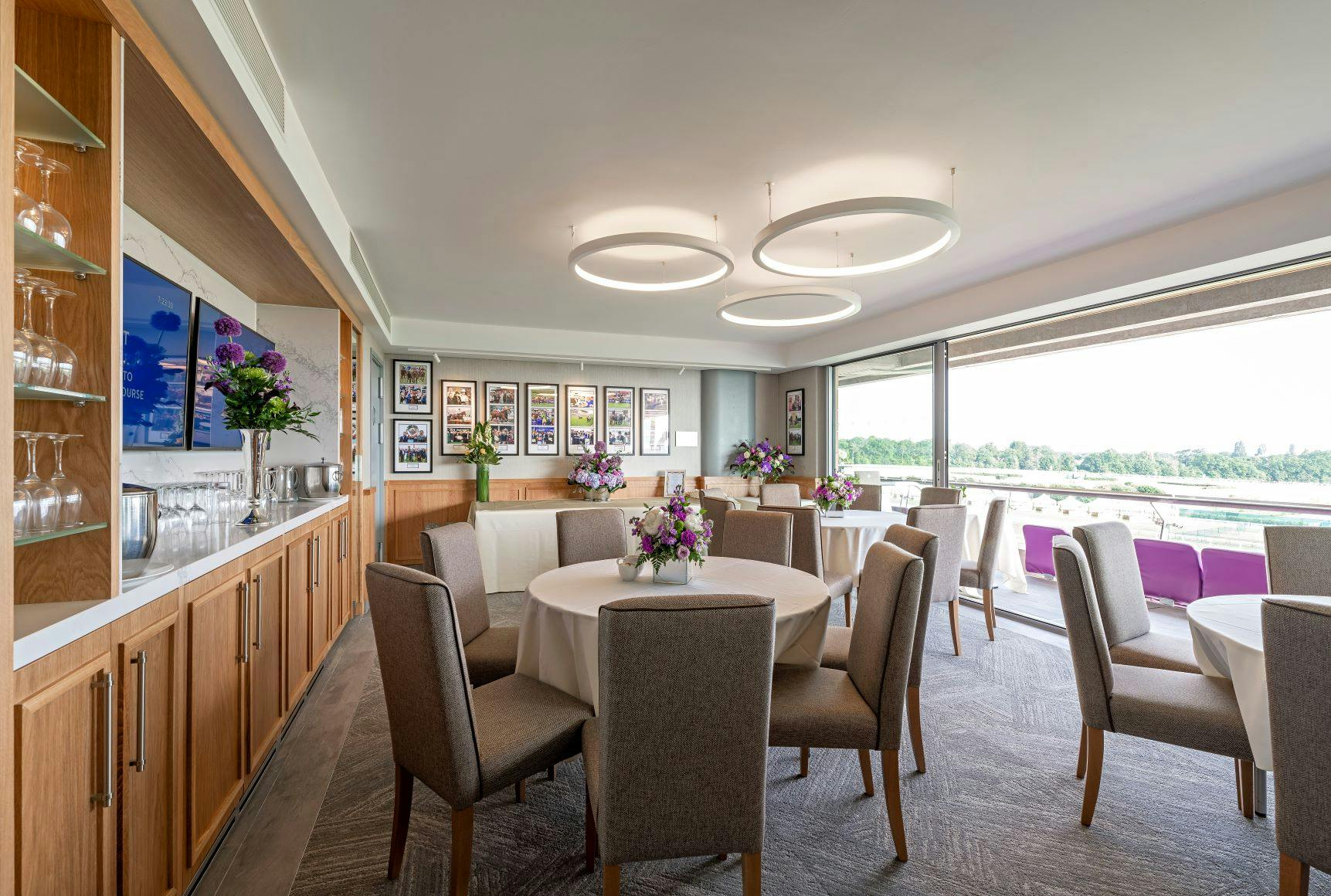 Hospitality Suite at Ascot Racecourse, modern event space for intimate gatherings.