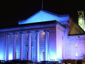 O2 Guildhall Southampton venue with blue lighting, ideal for evening events and gatherings.