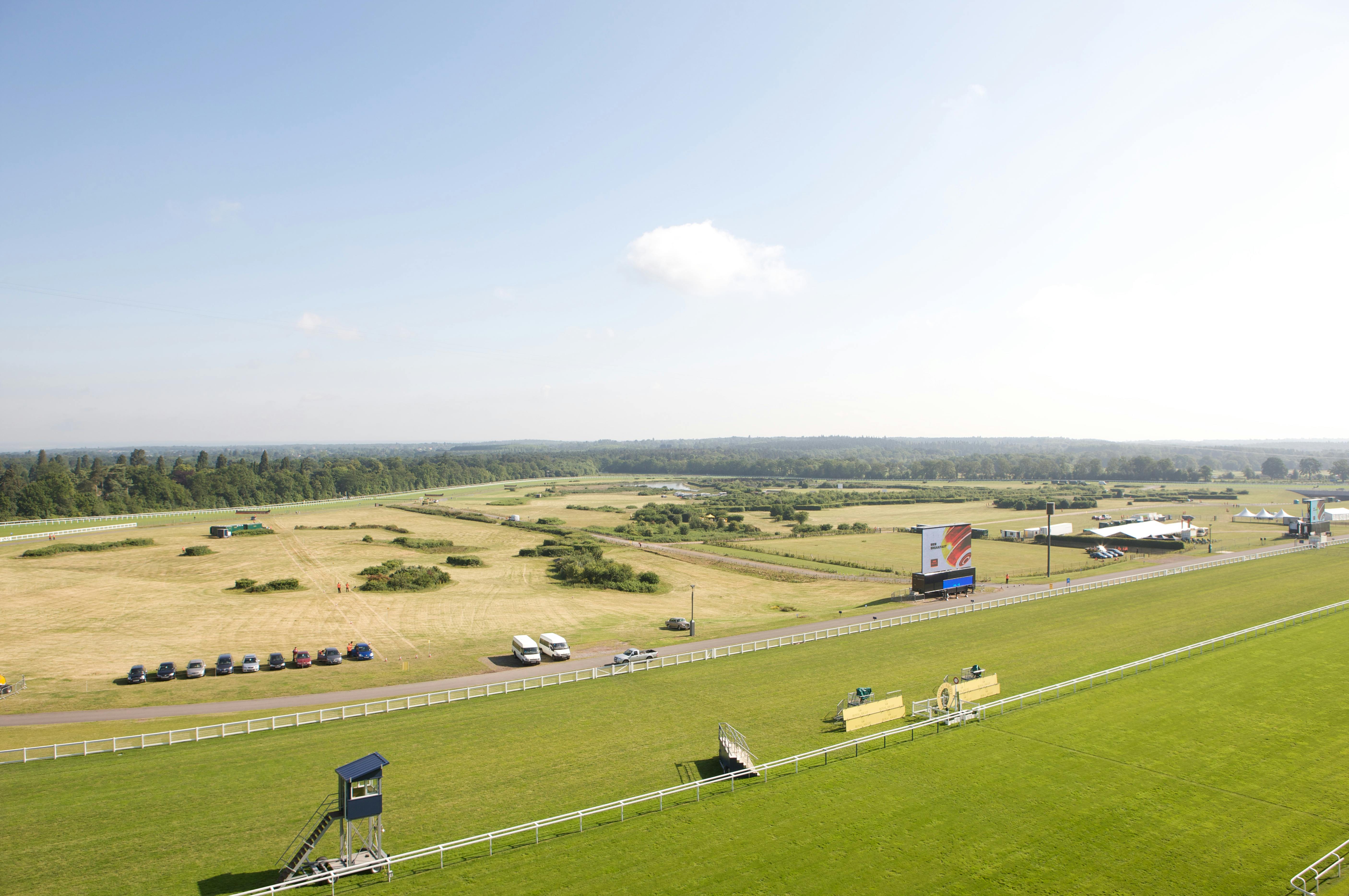 Panoramic Suite at Ascot Racecourse, spacious outdoor venue for corporate events and festivals.
