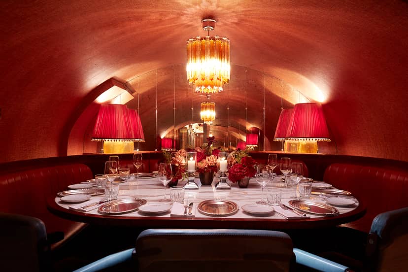 Private dining room at Gymkhana with elegant decor for corporate dinners and exclusive events.