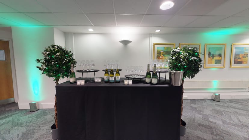Champagne bar, event setup, Westminster.