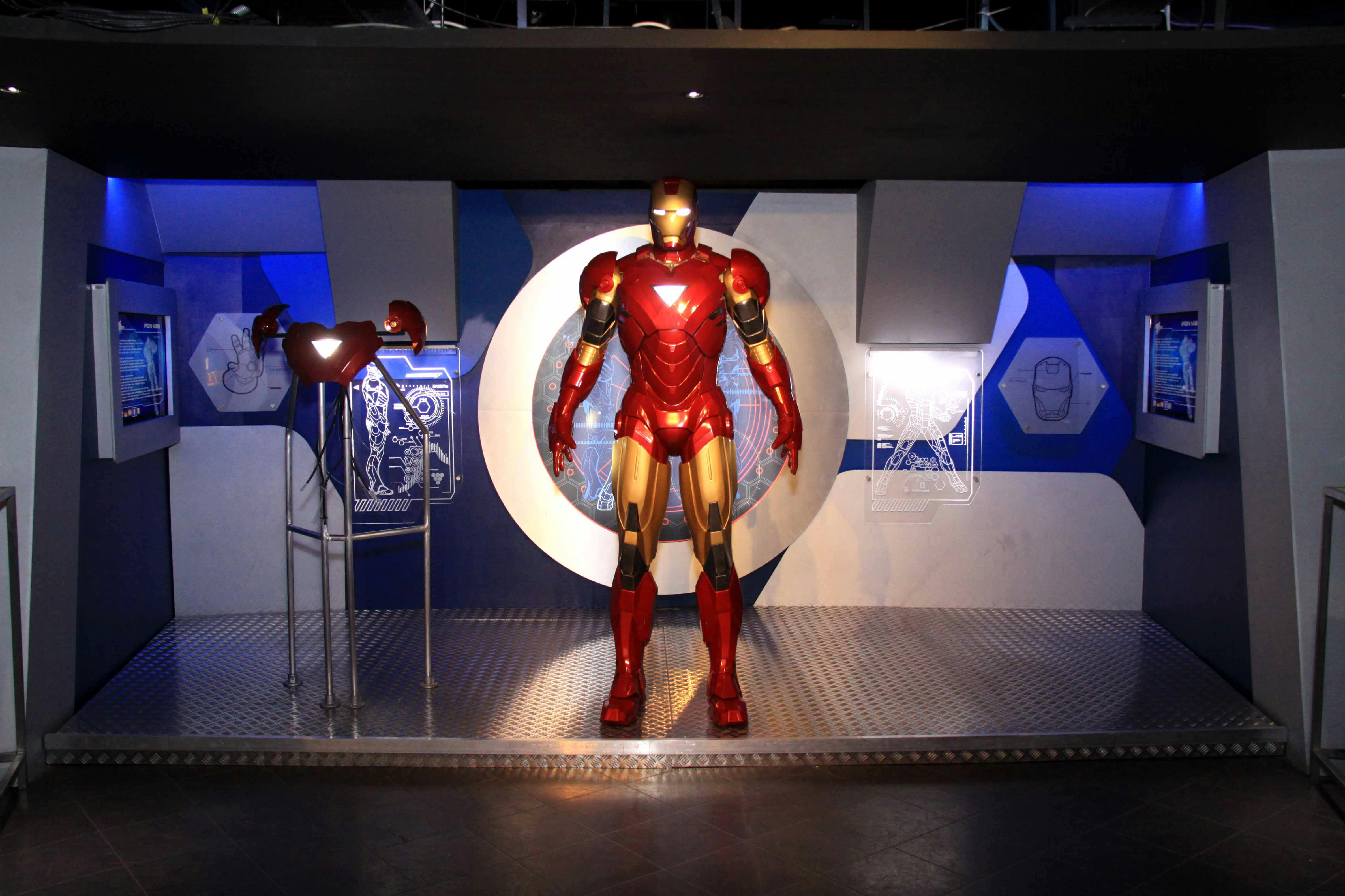 Iron Man suit display at Madame Tussauds for themed events and product launches.