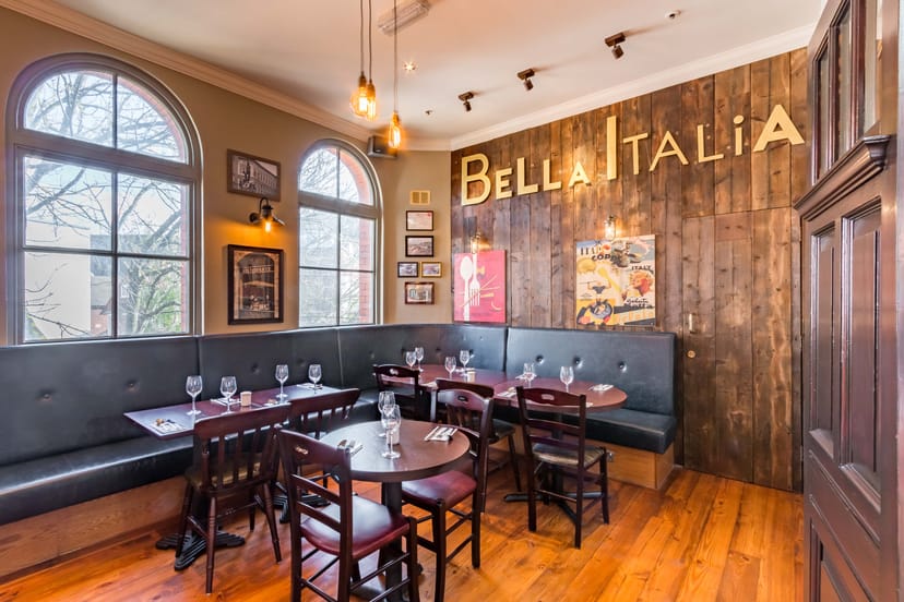 Cozy Siena Room at Bella Italia Windsor, perfect for intimate gatherings and meetings.