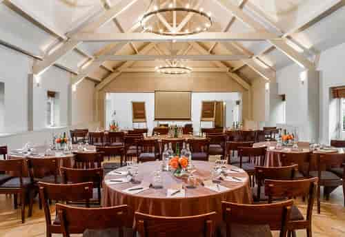 Elegant ballroom at Stoke Place, ideal for workshops and small conferences.