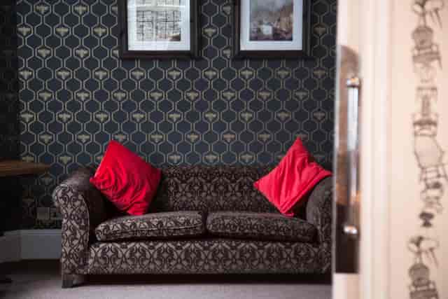 Stylish lounge in The Navarino Room, perfect for networking and informal meetings.