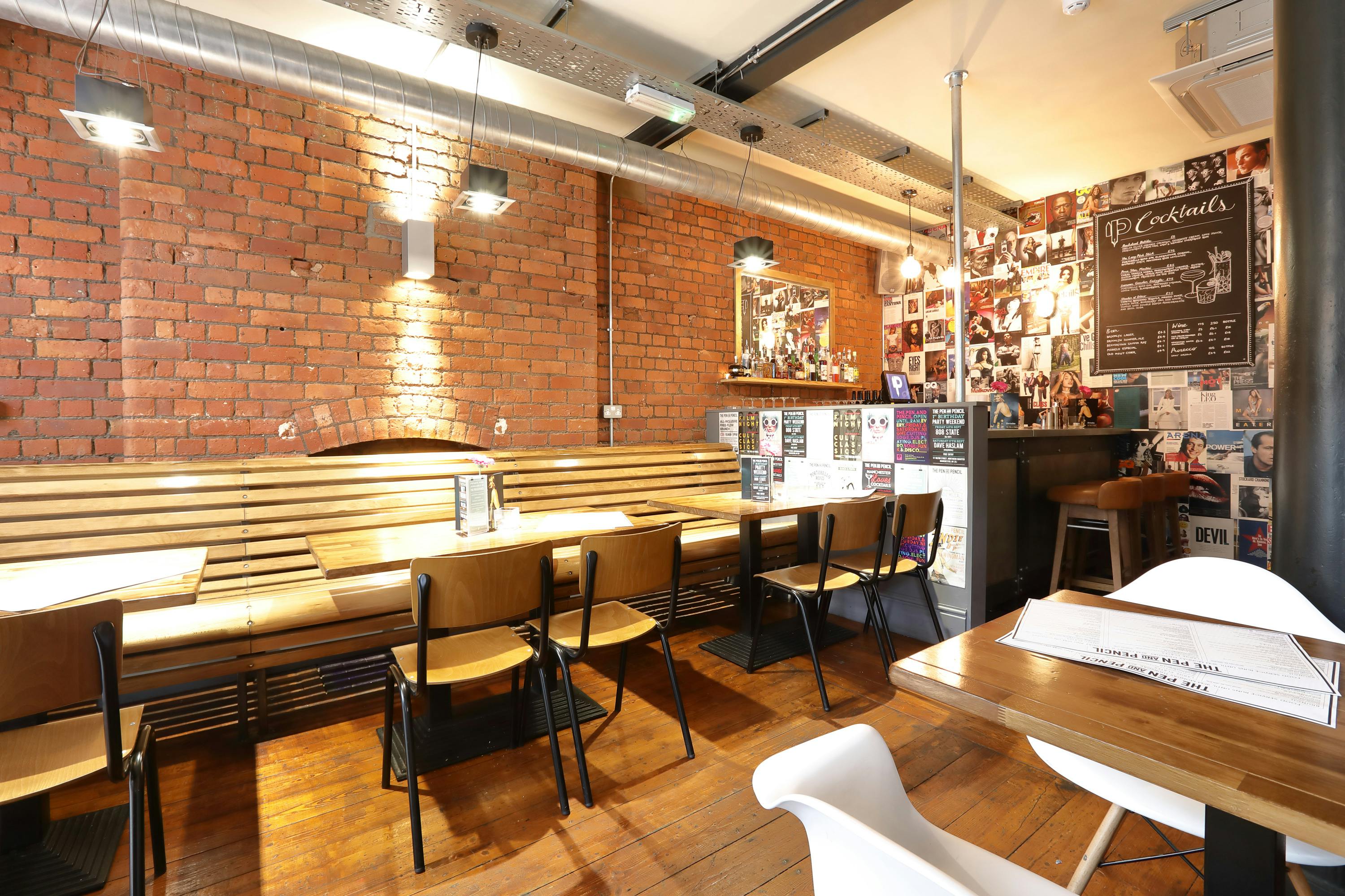 Stylish back room at The Pen and Pencil, ideal for casual meetings and small events.