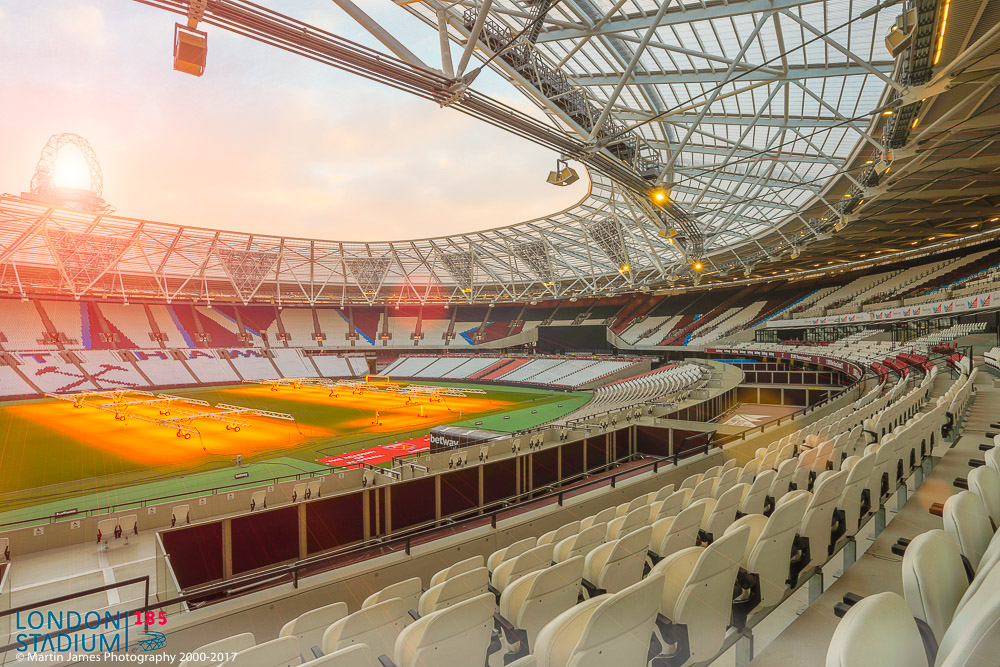 Arnold Hills at London Stadium, modern venue for sports events and concerts. - Banner