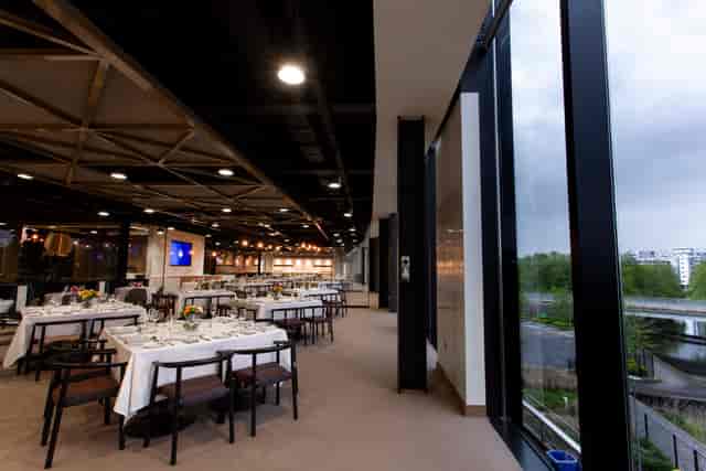 Elegant dining area at The Forge, London Stadium for corporate events and gatherings.