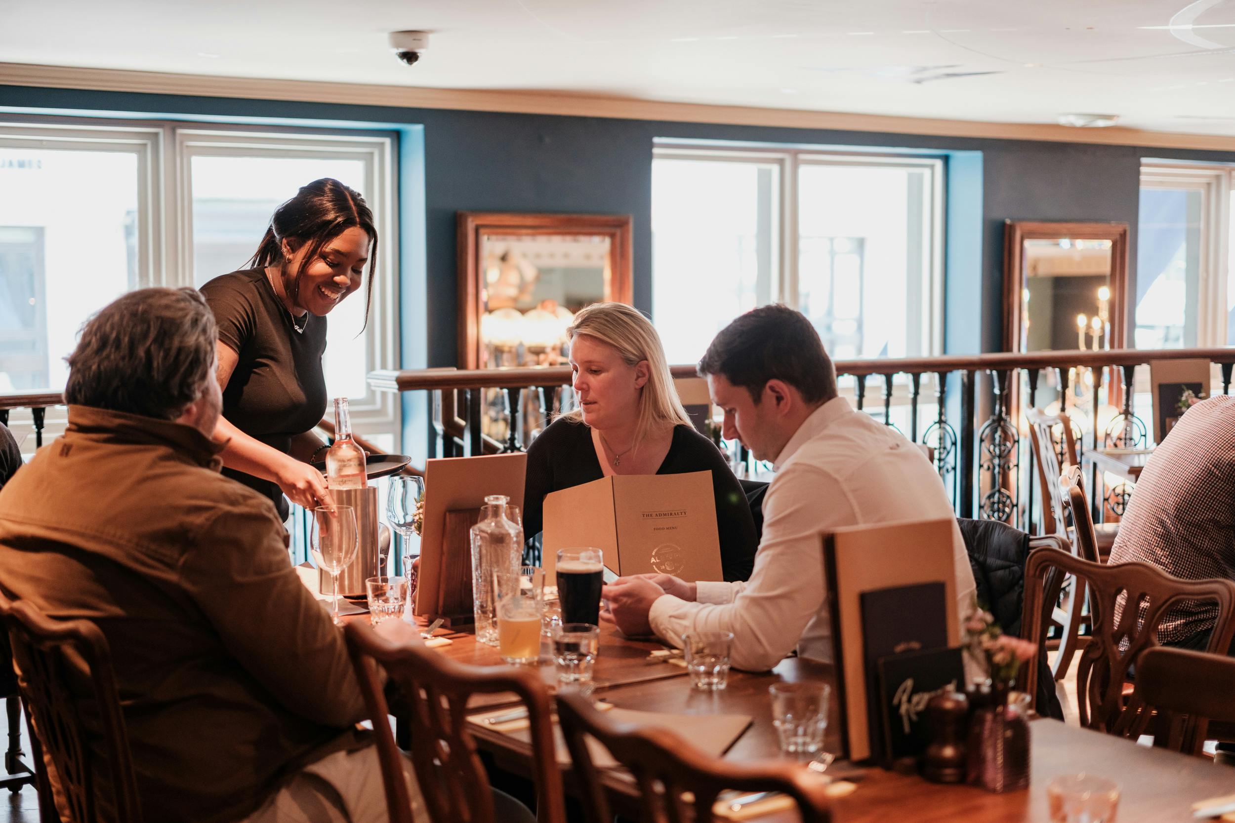 Cozy dining at The Quarter Deck, ideal for networking events and attentive service.