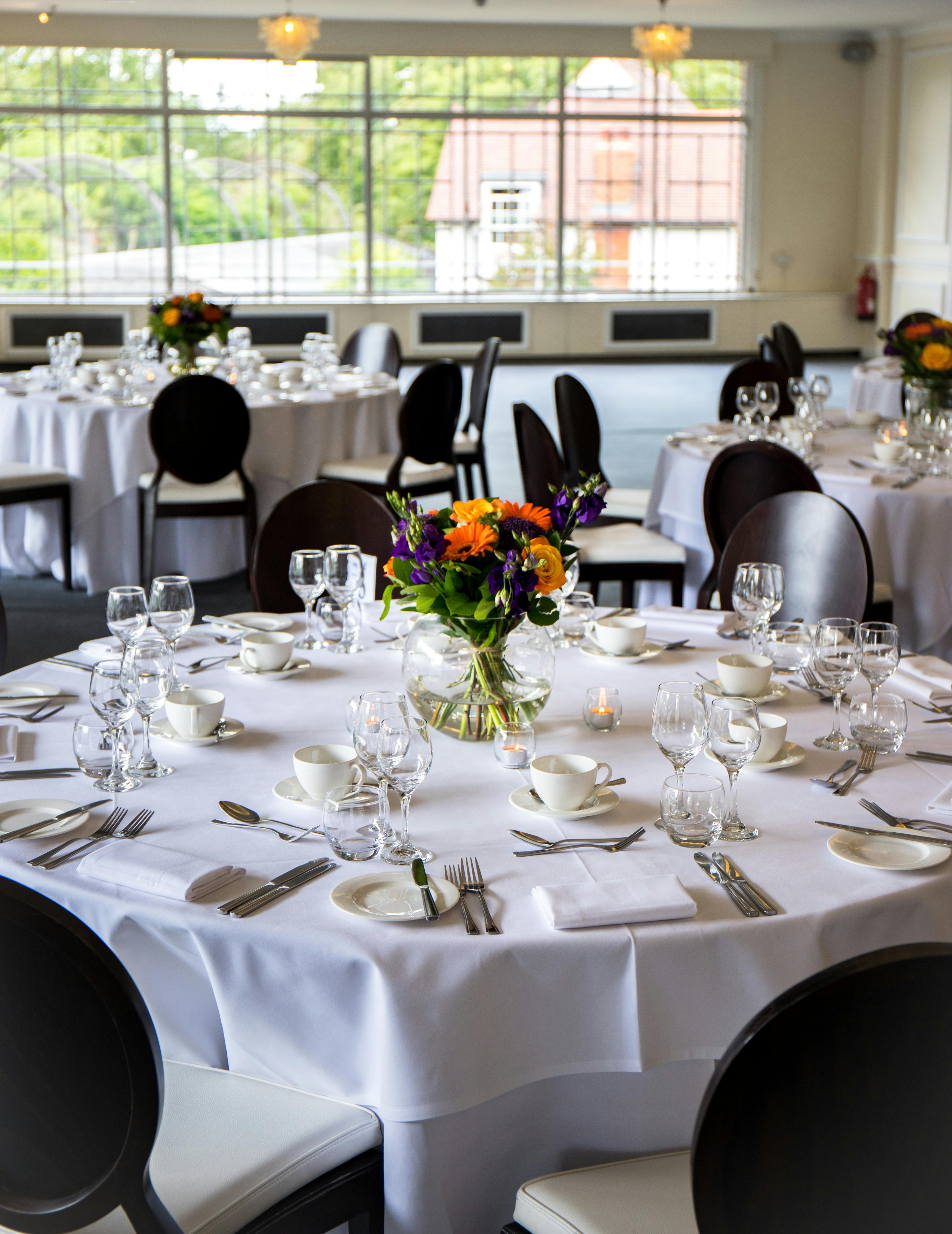 Elegant dining area in Prince Albert Suite, ZSL London Zoo, ideal for formal events and galas.