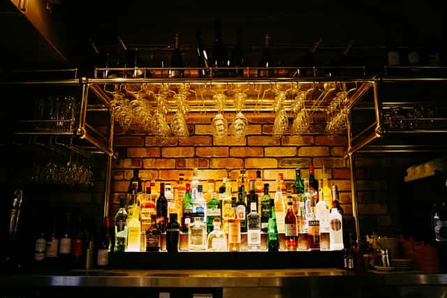 Private Room at Perini & Perini with a well-stocked bar for networking events.