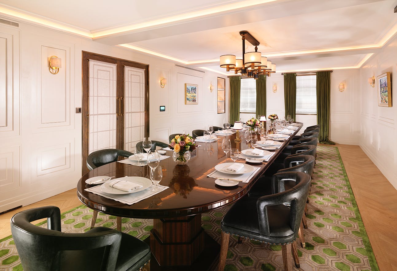 Elegant meeting room in Clarges Suite, Flemings Mayfair Hotel for corporate events.