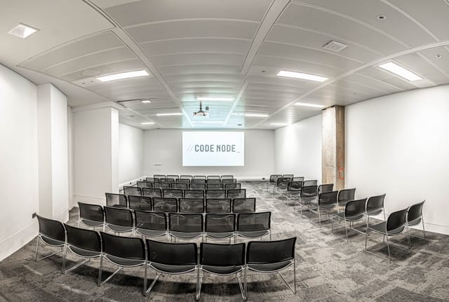CodeNode event space, modern seating, workshop