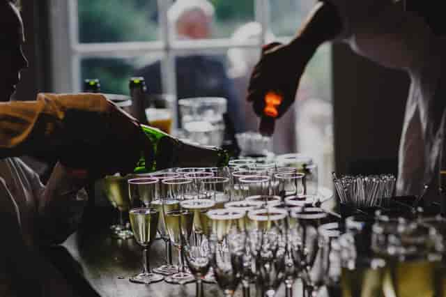 Church View Room at Clissold House with elegant champagne service for events.