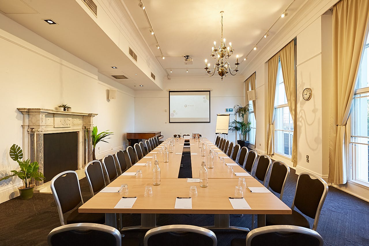 Meeting room at The Gulbenkian with elegant decor for professional workshops and events.