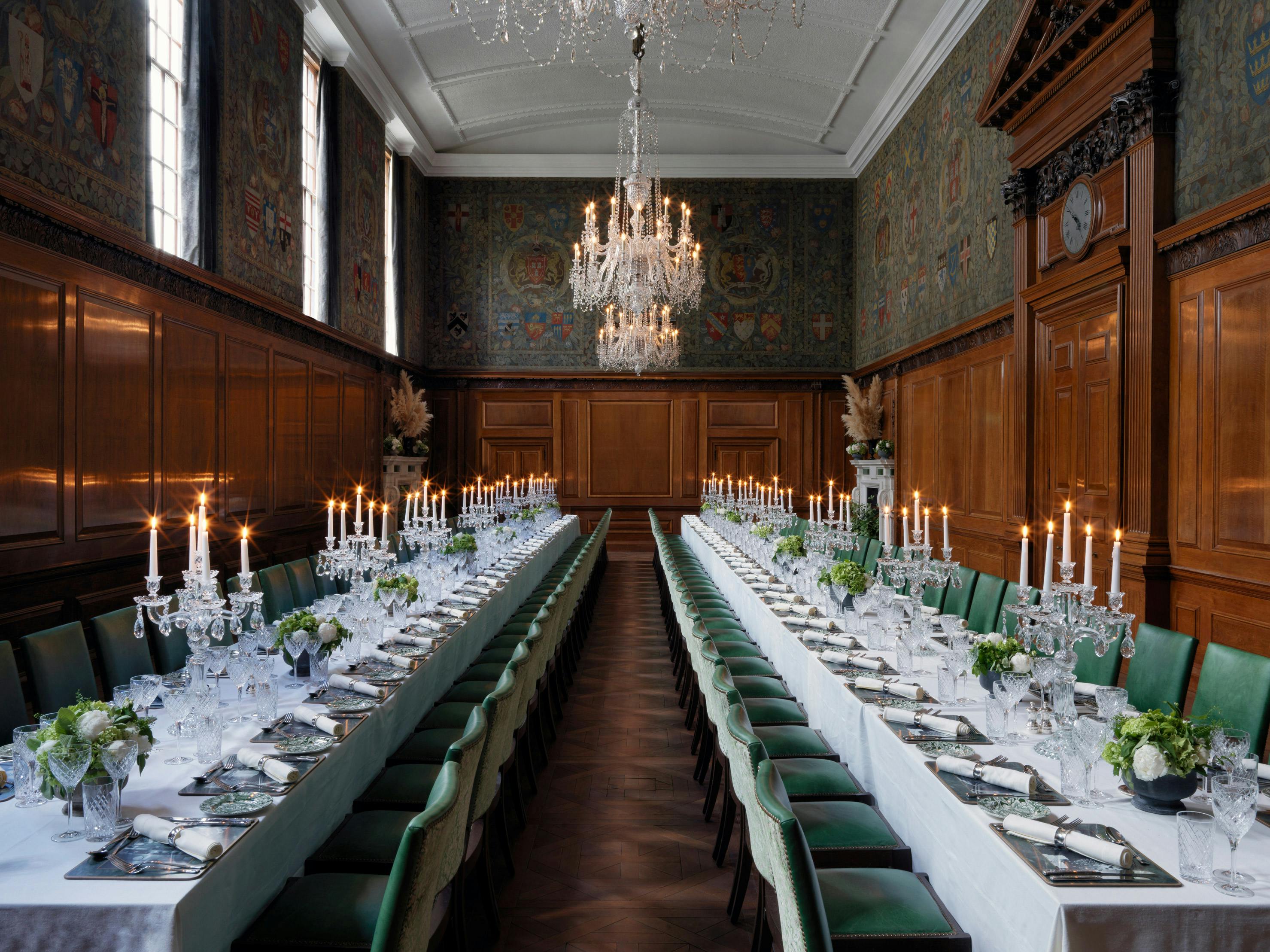 Elegant banquet hall in The Tapestry Room, ideal for formal events and upscale gatherings.