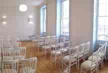 New River Room at Clissold House: bright minimalist event space for meetings and gatherings.