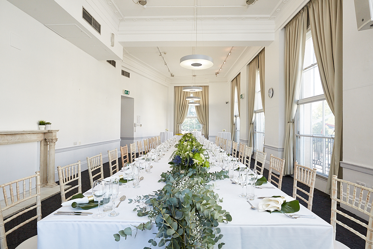 Elegant banquet setup in The Club Room, ISH Venues for corporate meetings and events. - Banner
